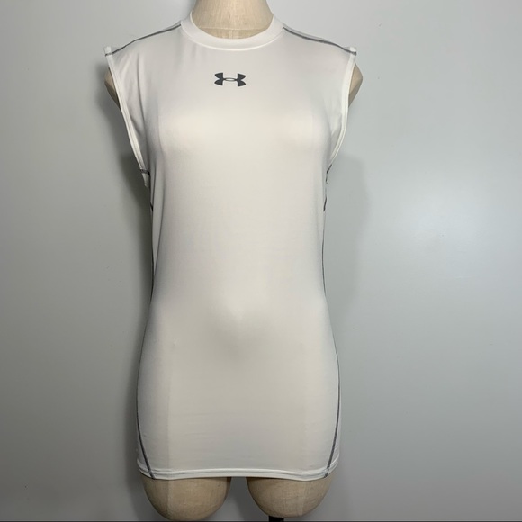 Under Armour White Sleeveless Compression Top. - Picture 2 of 6
